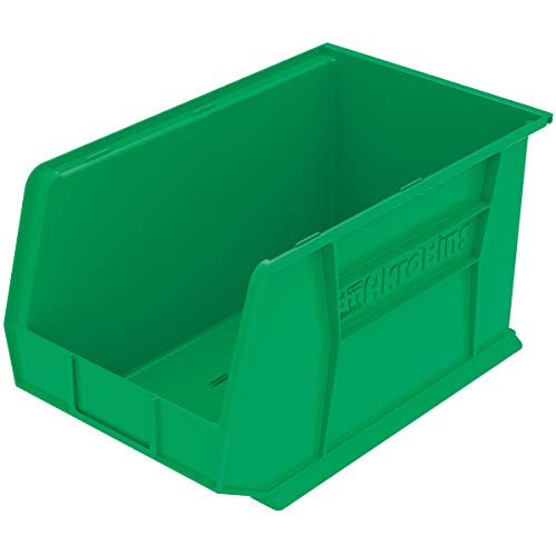 Akro-Mils 30260 AkroBins Plastic Storage Bin Hanging Stacking Containers, (18-Inch x 11-Inch x 10-Inch), Green, (6-Pack) (30260GREEN)
