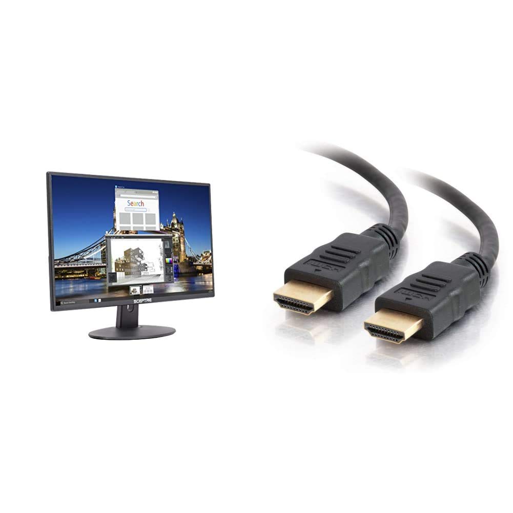 Sceptre E205W-16003R Ultra Thin Frameless LED Monitor HDMI VGA Build-in Speakers, Metallic Black 2018