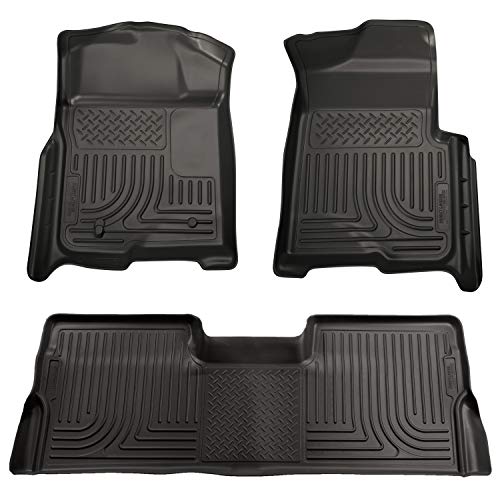 Husky Liners - 98391 Fits 2008-10 Ford F-250/F-350 SuperCab without Manual Transfer Case Shifter Weatherbeater Front & 2nd Seat Floor Mats (Footwell Coverage) Black