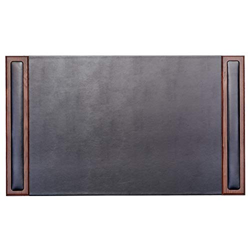 Dacasso Wood & Leather Desk Pad, 34 x 20, Walnut & Blac...