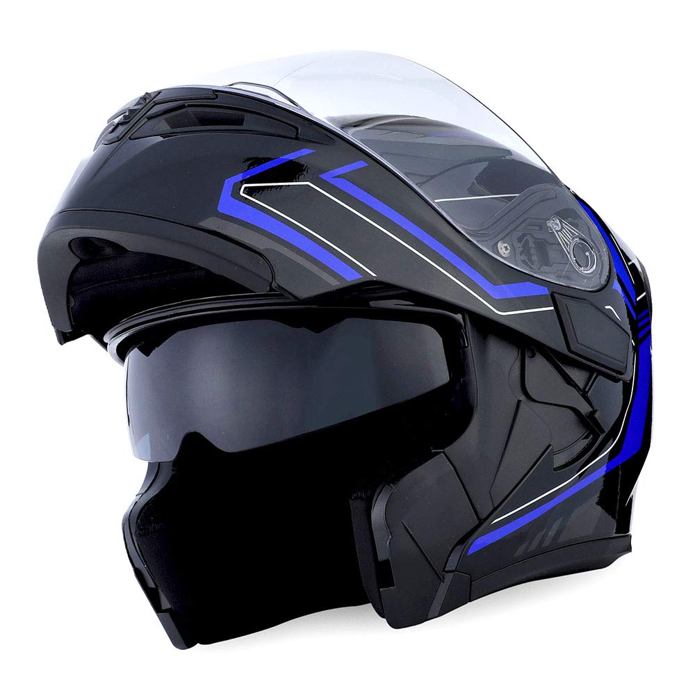 1Storm Motorcycle Modular Full Face Helmet Flip up Dual Visor Inner Sun Shield: HB89