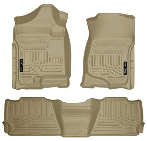 Husky Liners Weatherbeater Series | Front & 2nd Seat Floor Liners - Tan | 98253 | Fits 2007-2014 Cadillac Escalade/Chevrolet Tahoe/GMC Yukon 3 Pcs