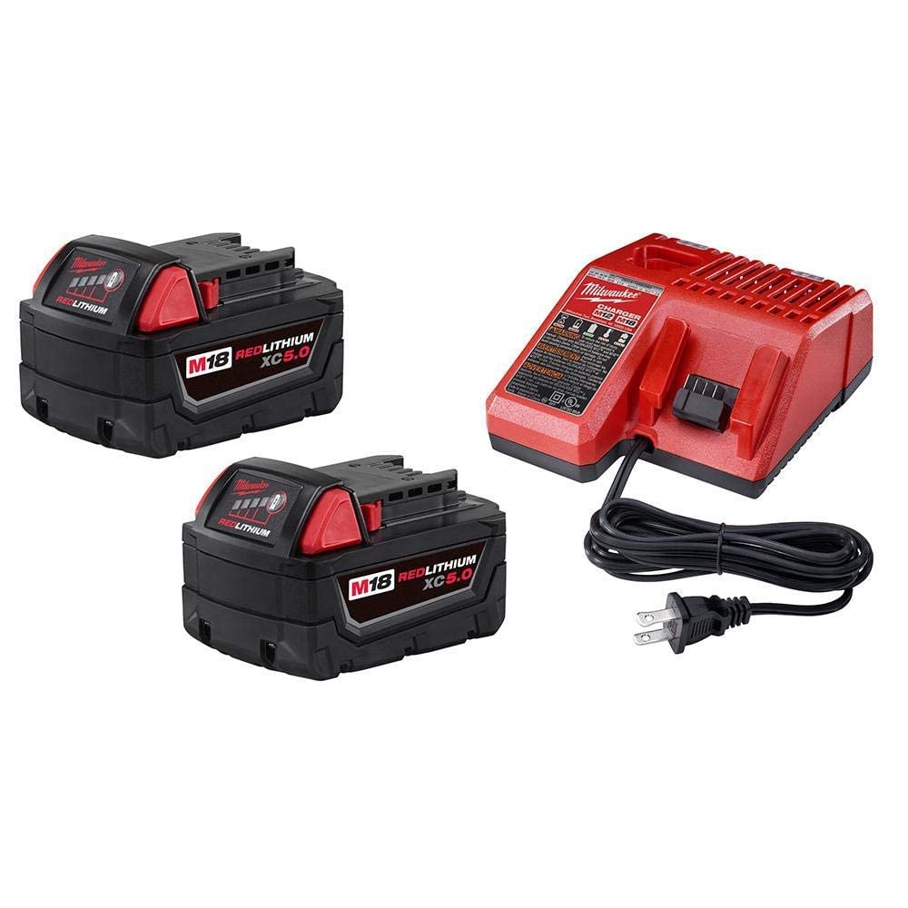 Milwaukee 48-59-1850P M18 18-Volt Lithium-Ion Starter Kit with Two 5.0 Ah Battery Packs and Charger
