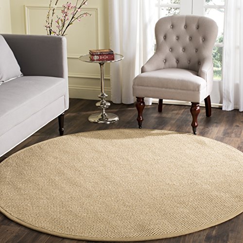 Safavieh Natural Fiber Collection NF141B Tiger Paw Weave Maize and Linen Sisal Round Area Rug (10' Diameter)