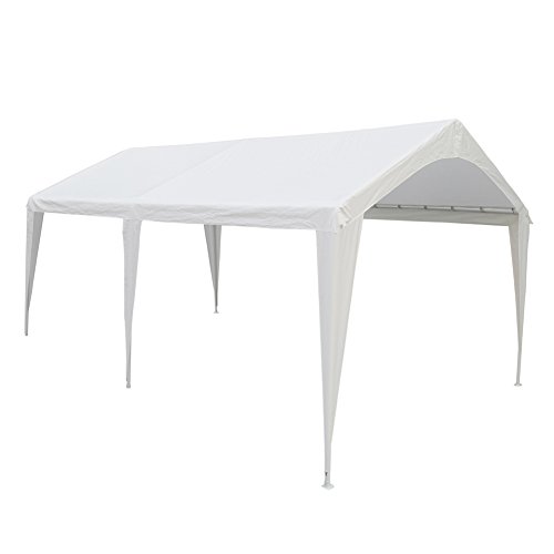 Abba Patio 10 x 20-Feet Outdoor Carport Canopy with 6 Steel Legs, White