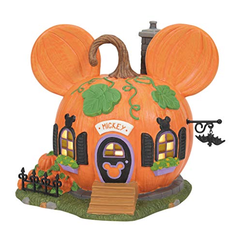 Department 56 Disney Village Halloween Mickey Mouse Pumpkintown House Lit Building, 5.83 Inch, Multicolor