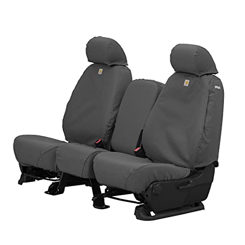 Covercraft Carhartt SeatSaver Custom Seat Covers | SSC3456CAGY | 1st Row 40/20/40 Bench Seat | Compatible with Select Chevrolet Silverado/GMC Sierra Models, Gravel
