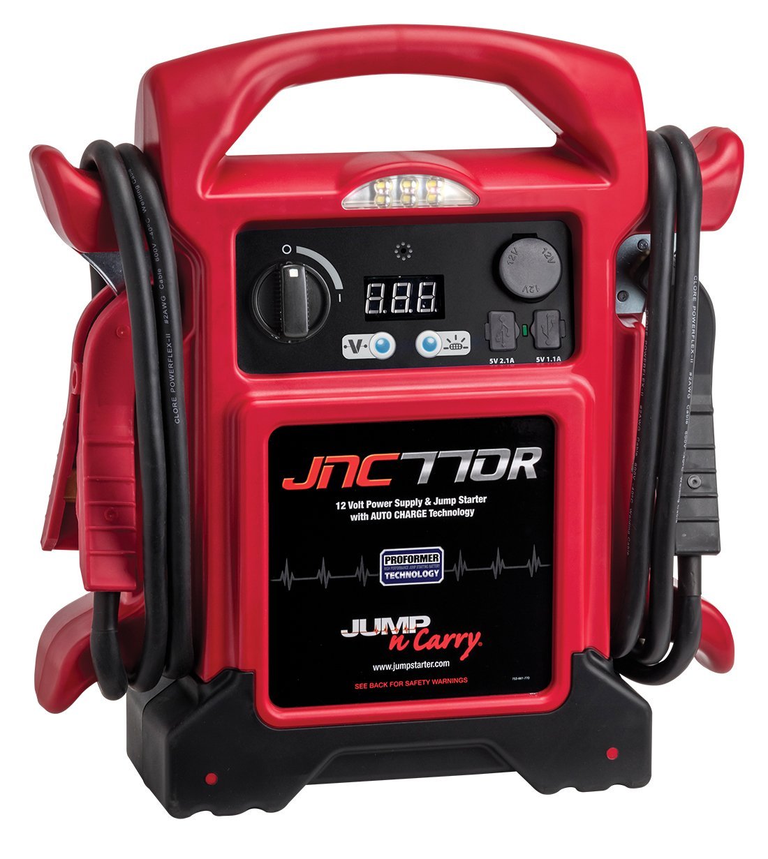 Clore Automotive Jump-N-Carry JNC770R 1700 Peak Amp Premium 12-Volt Jump Starter - Red