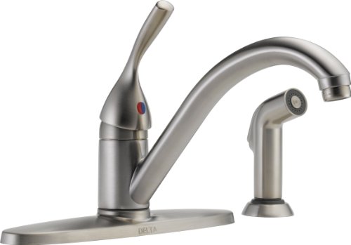 Delta Faucet Classic Single-Handle Kitchen Sink Faucet with Side Sprayer in Matching Finish, Stainless 400-SS-DST