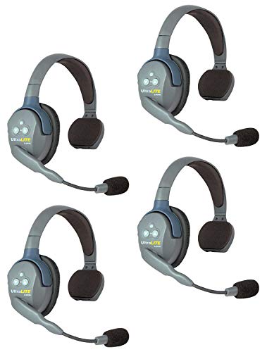EARTEC UL4S UltraLITE Full Duplex Wireless Headset Communication for 4 Users - 4 Single Ear Headsets