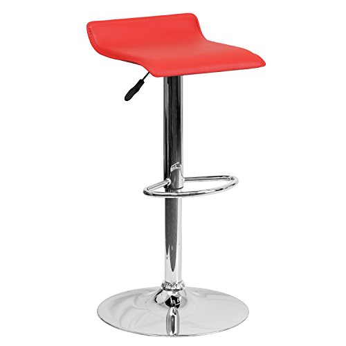 Flash Furniture Contemporary Black Vinyl Adjustable Height Barstool with Chrome Base
