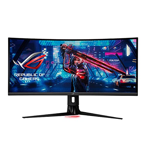  Asus ROG Strix 34” Ultra-wide Gaming Monitor (XG349C) - UWQHD (3440 x 1440), 180Hz, 1ms, Extreme Low Motion Blur Sync, 135% sRGB, G-Sync Compatible, DisplayHDR 400, Eye Care, USB-C, DisplayPort, HDMI...