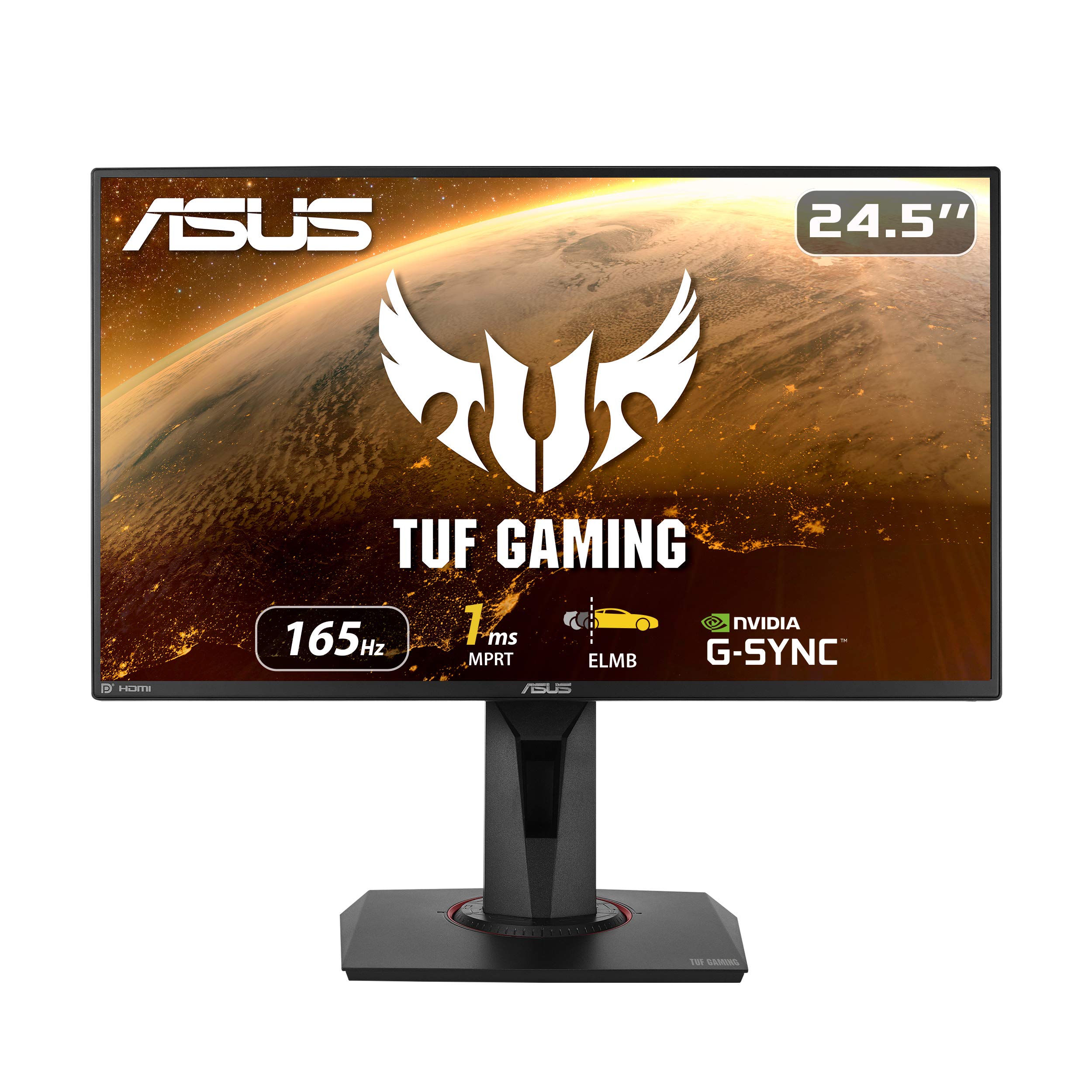  Asus TUF Gaming VG259QR 24.5” Gaming Monitor, 1080P Full HD, 165Hz (Supports 144Hz), 1ms, Extreme Low Motion Blur, G-SYNC Compatible ready, Eye Care, DisplayPort HDMI, Shadow Boost, Height Adjustable...