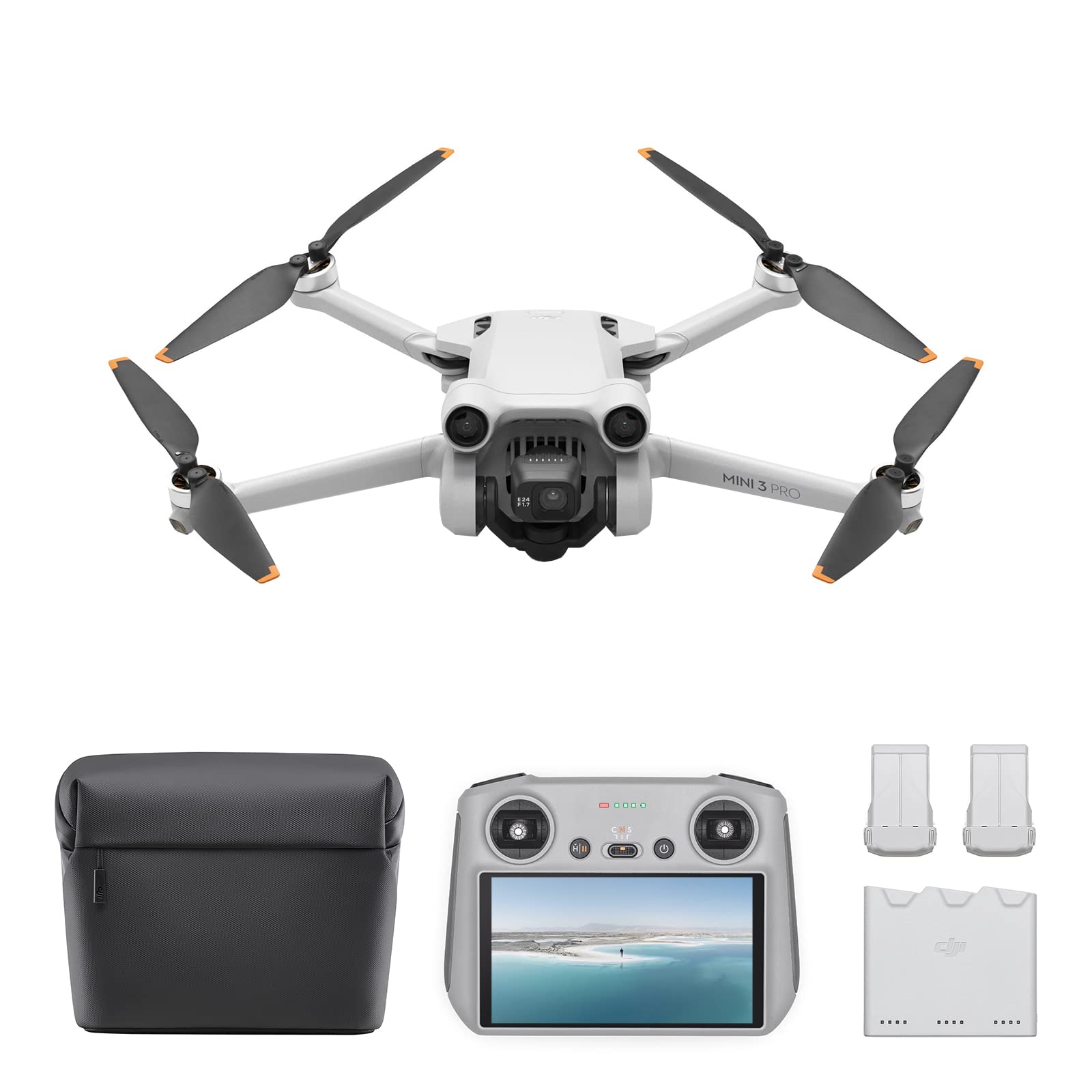 DJI Mini 3 Pro ( RC) & Fly More Kit Plus – Lightweight and Foldable Camera Drone with 4K/60fps Video, 47-min Flight Time, Tri-Directional Obstacle Sensing, Ideal for Aerial Photography