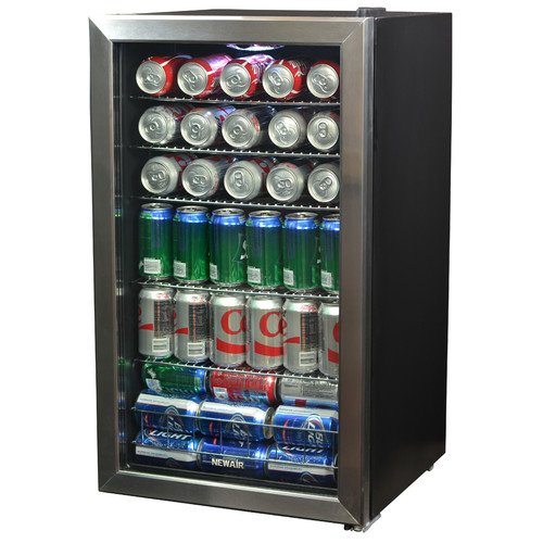 NewAir 126 cans Beverage Center, Stainless Steel Beverage Cooler Refrigerator, Glass Door Under Counter
