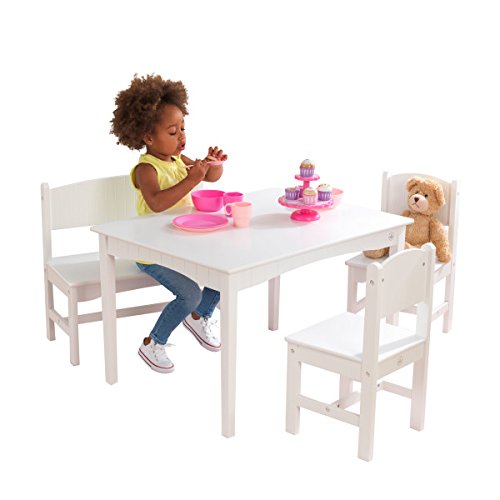 KidKraft Nantucket Table with Bench & 2 Chair Set - White