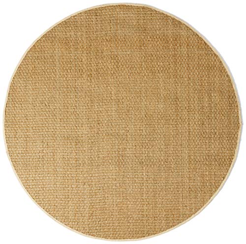 Safavieh Natural Fiber Collection NF114J Basketweave Natural and Ivory Summer Seagrass Round Area Rug (8' Diameter)