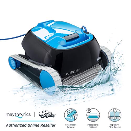 Maytronics Dolphin Nautilus CC Automatic Robotic Pool Cleaner with Large Capacity Top Load Filter Basket Ideal for Swimming Pools up to 33 Feet