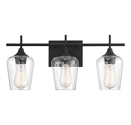 Savoy House 8-4030-3-BK Octave 3-Light Bathroom Vanity Light in a Black Finish with Clear Glass (21