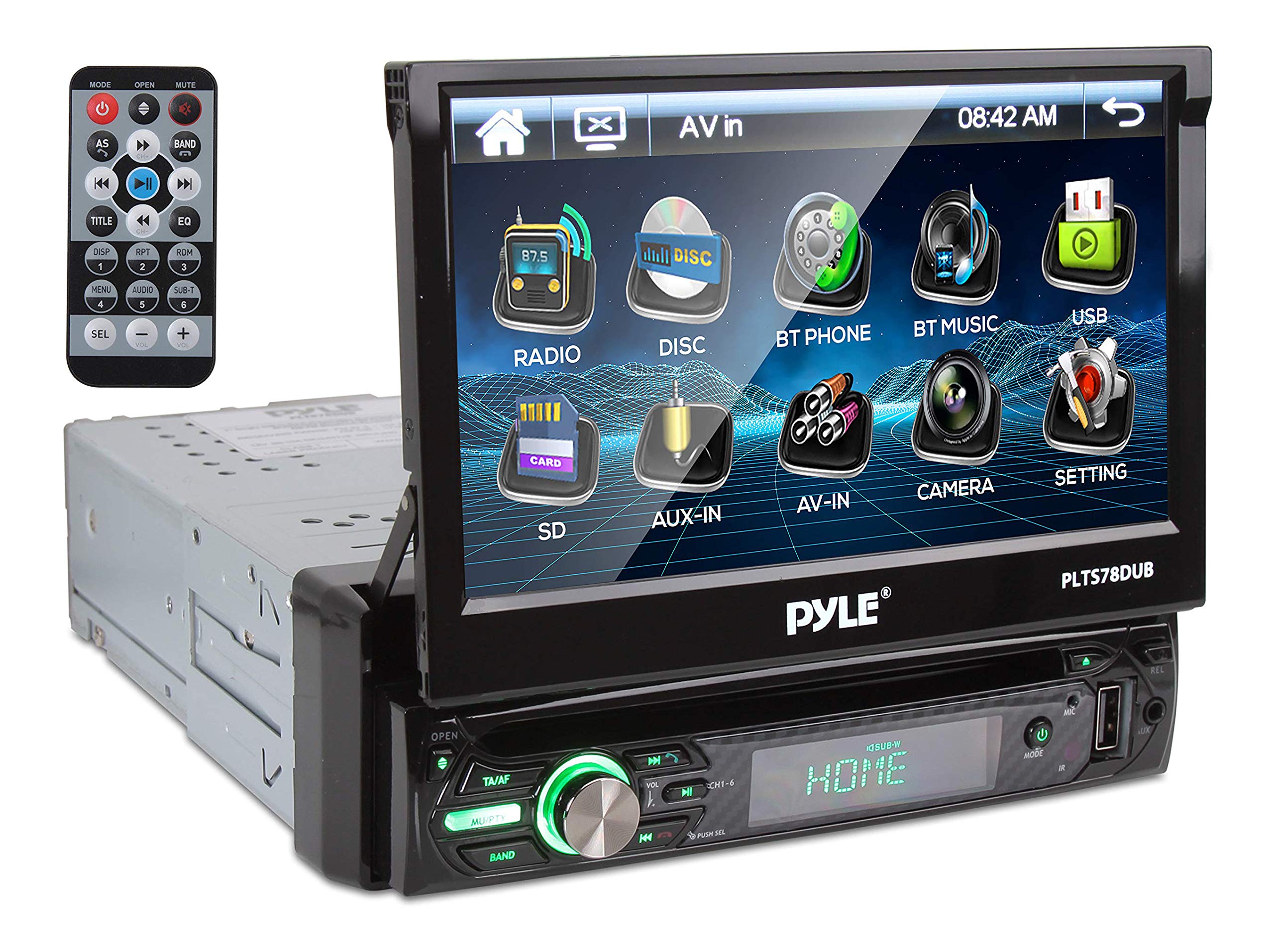  Pyle Single DIN Head Unit Receiver - In-Dash Car Stereo with 7” Multi-Color Touchscreen Display - Audio Video System with Bluetooth for Wireless Music Streaming & Hands-free Calling - PLTS78DUB,...
