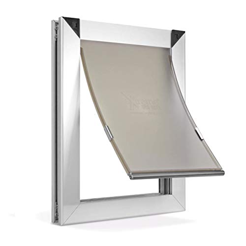  Extreme Dog Door Medium Single Flap Heavy Duty Dog Doors for Exterior Doors - Solid Aluminum Frame with Magnetic Closure on Polyurethane Flap All The Way Around for Optimal Seal to Keep Bad Weather...