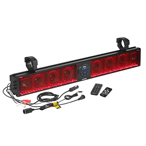  BOSS Audio Systems Systems BRT36RGB ATV UTV Sound Bar System - 36 Inches Wide, IPX5 Rated Weatherproof, Bluetooth Audio, Amplified, 4 inch Speakers, 1 Inch Tweeters, USB Port, RGB Multicolor Illumination...