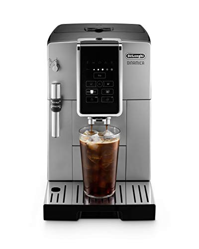 De'Longhi Dinamica Automatic Coffee & Espresso Machine TrueBrew (Iced-Coffee), Burr Grinder, Premium Adjustable Frother + Descaler, Cleaning Brush & Bean Icecube Tray, Stainless Steel, ECAM35025SB