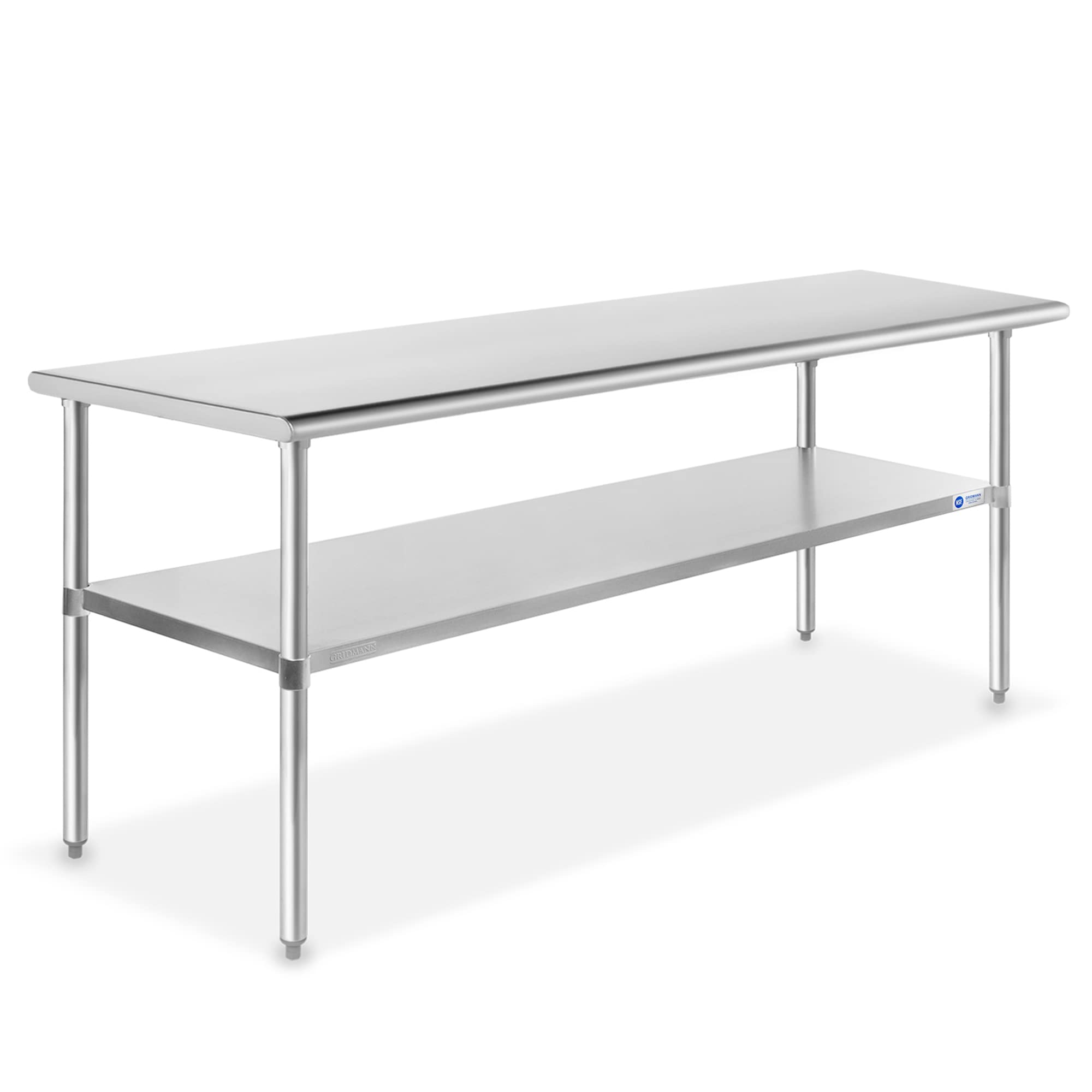 Gridmann Stainless Steel Work Table 72 x 30 Inches, NSF Commercial Kitchen Prep Table with Under Shelf for Restaurant and Home
