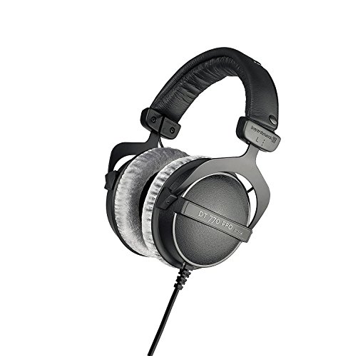 BeyerDynamic DT 770 PRO 80 Ohm Over-Ear Studio Headphones in black. Enclosed design, wired for professional recording and monitoring