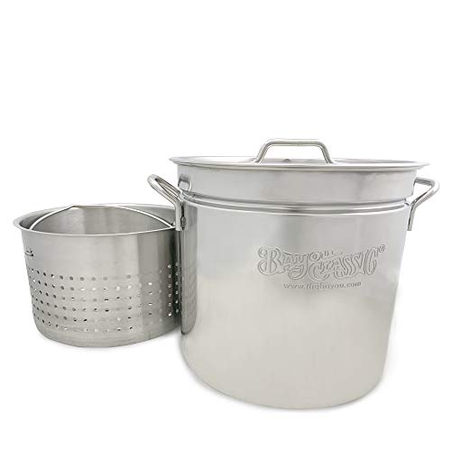 Bayou Classic 1162 162-Qt. Stainless Steel Stockpot with Boil Basket (Discontinued by Manufacturer)-1162-Parent