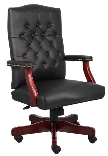 Boss Office Products Classic Executive Caressoft Chair with Mahogany Finish