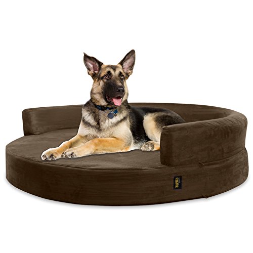 KOPEKS Deluxe Orthopedic Memory Foam Round Sofa Lounge Dog Bed - Jumbo XL - Brown, Model:Round-Sofa-XL