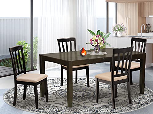 East West Furniture Dining Room Set for 4-Kitchen Tables with Leaf and 4 Kitchen Dining Chairs