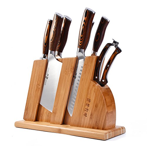TUO Cutlery TUO Kitchen Knife Set with Wooden Block - Forged German X50CrMoV15 Steel - Pakkawood Handle - Fiery Phonex Series - 8pcs Knives Set - TC0710