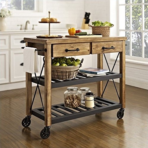 Crosley Furniture Roots Rack Industrial Kitchen Cart - Natural