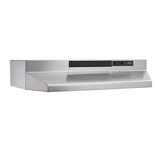 Broan-NuTone -NuTone F404204 42-inch Under-Cabinet 4-Way Convertible Range Hood with 2-Speed Exhaust Fan and Light, 230 Max Blower CFM, Stainless Steel