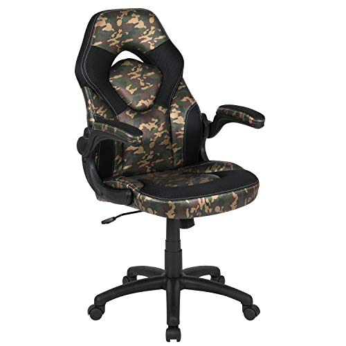 Flash Furniture X10 Gaming Chair Racing Office Ergonomic Computer PC Adjustable Swivel Chair with Flip-up Arms, Camouflage/Black LeatherSoft, BIFMA Certified