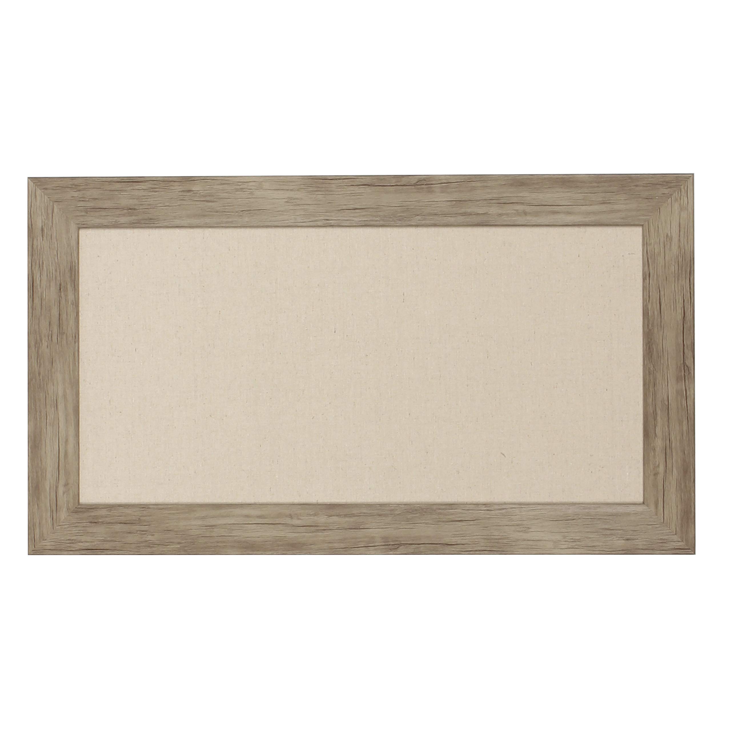 DesignOvation Beatrice Framed Linen Fabric Pinboard, 13x23, Rustic Brown