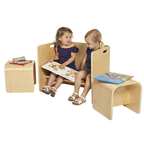 ECR4Kids - ELR-22202 Natural Bentwood Multipurpose Kids Wooden Chair Set (3-Piece) TABLE, Small