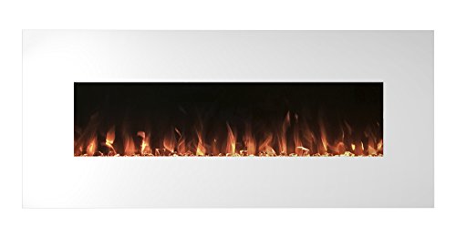 Northwest Electric Fireplace Wall Mounted, Color Changing LED Flame and Remote, 50 Inch By  (White)