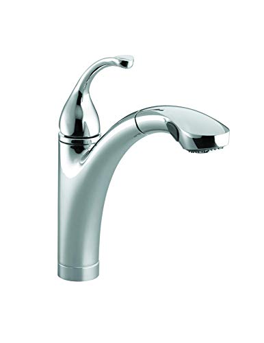 KOHLER Forte Single Control Pull-out Kitchen Sink Faucet, Single Lever Handle, 1-hole or 3-hole installation, Polished Chrome, 2-function Spray Head, K-10433-CP