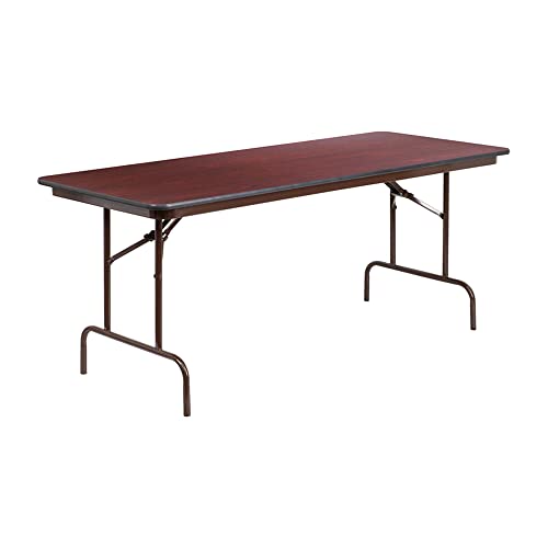Flash Furniture 6-Foot Mahogany Melamine Laminate Folding Banquet Table