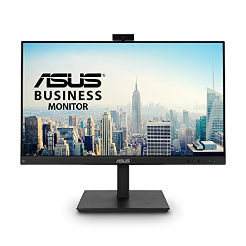 Asus 27” 1080P Video Conference Monitor (BE279QSK) - Full HD, IPS, Built-in Adjustable 2MP Webcam, Mic Array, Speakers, Eye Care, Wall Mountable, Frameless, HDMI, DisplayPort, VGA, Height Adjustable