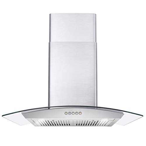 Cosmo COS-668WRC75 Wall Mount Range Hood with Ducted Exhaust Vent, 3 Speed Fan, Push Button Controls, LED Lighting, Permanent Filters in Stainless Steel, 30 inches