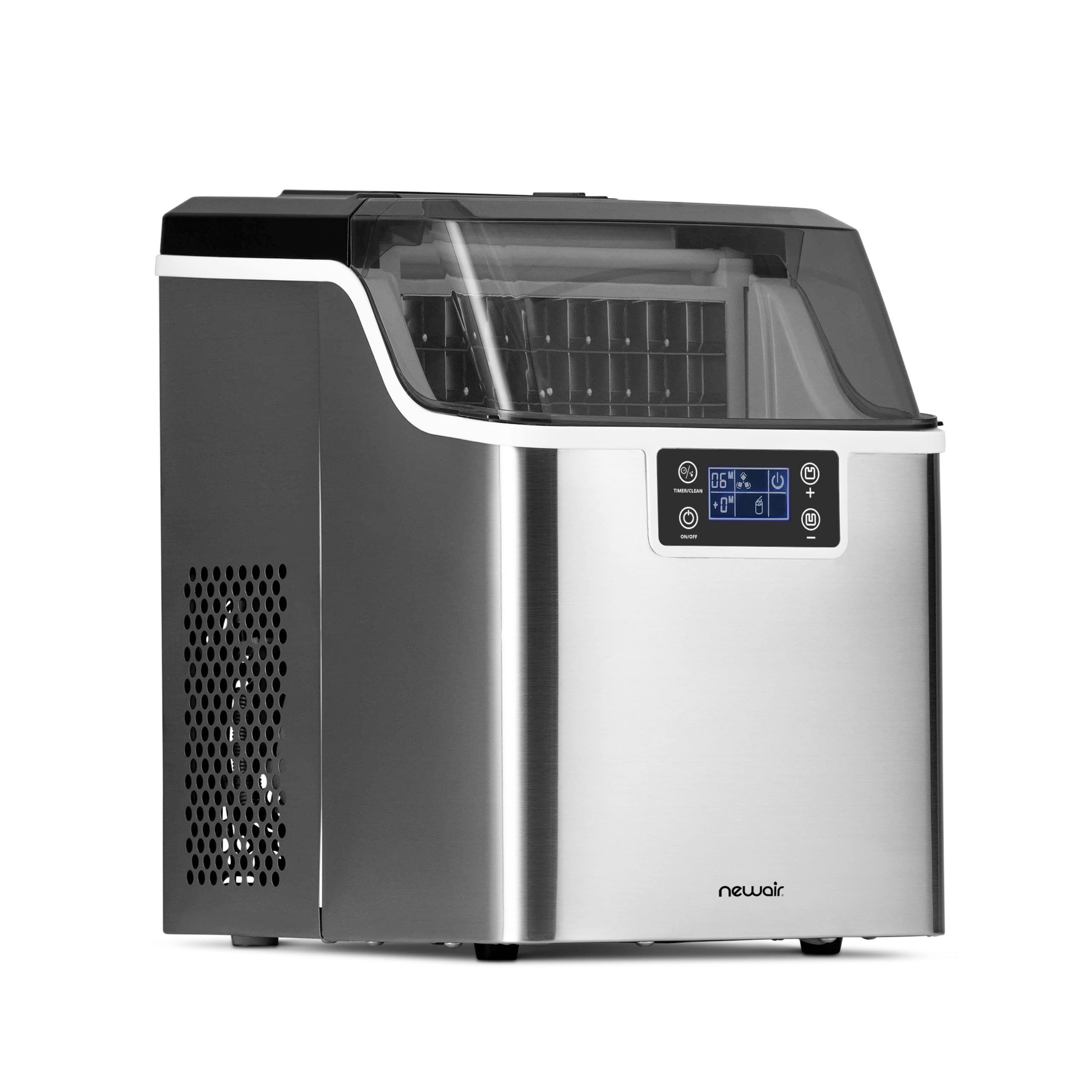 NewAir 45 lbs. Portable Countertop Clear Ice Maker with FrozenFall Technology, Custom Ice Thickness Controls, 24 Hour Timer, Large Viewing Ice Window, Perfect for Cocktails, Scotch, Soda