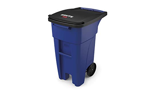 Rubbermaid Commercial Products Fg9W2773Blue Brute Rollout Heavy-Duty Wheeled Recycling Can/Bin