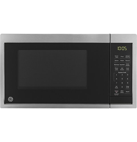 GE Countertop Microwave Oven | 0.9 Cubic Feet Capacity, 900 Watts | Kitchen Essentials for the Countertop or Dorm Room | Stainless Steel