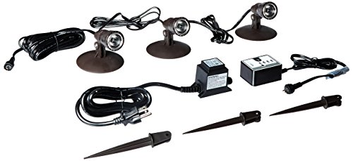 Aquascape 84030 Underwater Waterproof Submersible Natural Three-Light LED Spotlight Aquarium Lamp Kit for Fountain Fish Pond, Water Garden, and Landscape Features, 1-Watt Lights