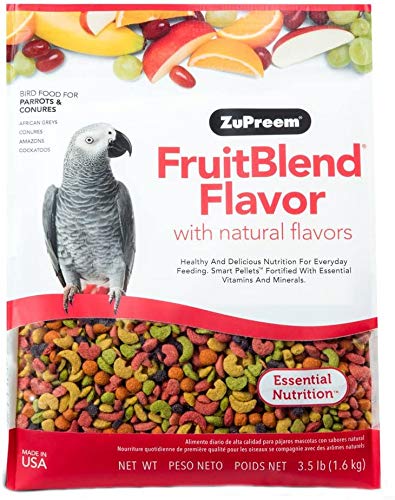 ZuPreem FruitBlend Flavor Pellets Bird Food for Parrots and Conures (Multiple Sizes) - Daily Blend Made in USA for Caiques, African Greys, Senegals, Amazons, Eclectus, Small Cockatoos