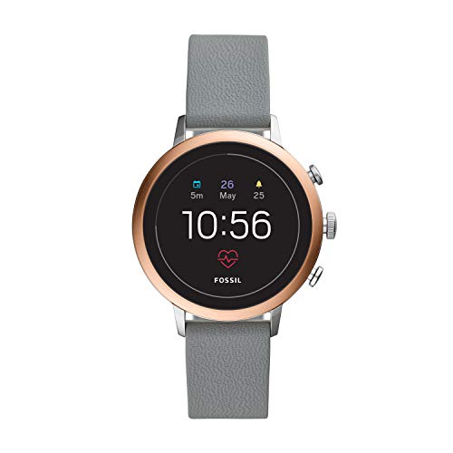 Fossil Connected Watches Child Code Fossil Women's Gen 4 Venture HR Heart Rate Stainless Steel and Silicone Touchscreen Smartwatch, Color: Rose Gold, Grey (Model: FTW6016)